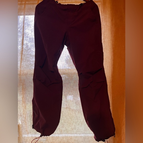 Vintage express maroon burgundy cargo Velcro pants size medium waist 28 in - Picture 2 of 15